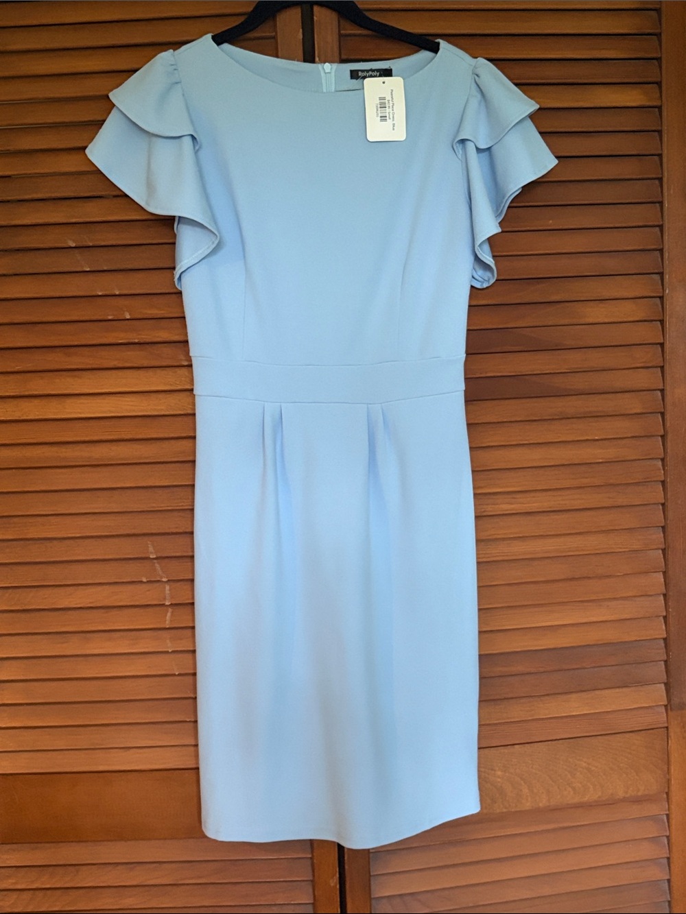 NWT Ruffle-Sleeve Midi Dress in Light Blue